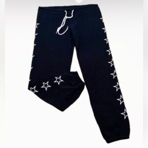 Monrow Star Embroidered Low Rise Crop Sweatpants